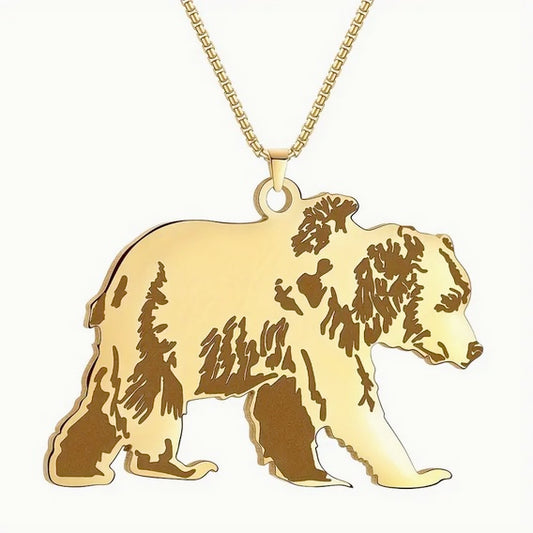 Long Lasting Non-Tarnish Stainless Steel  Bear Necklace