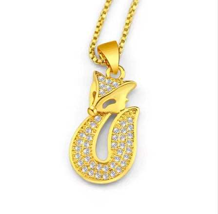 Women's 24K Gold Plated Brass Inlaid Royal Fox Necklace