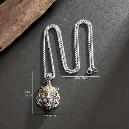 High End Two Tone Tiger Head Necklace