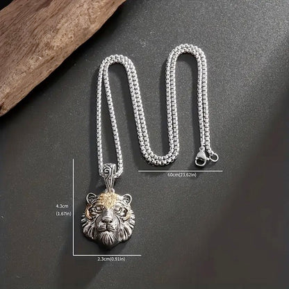 High End Two Tone Tiger Head Necklace