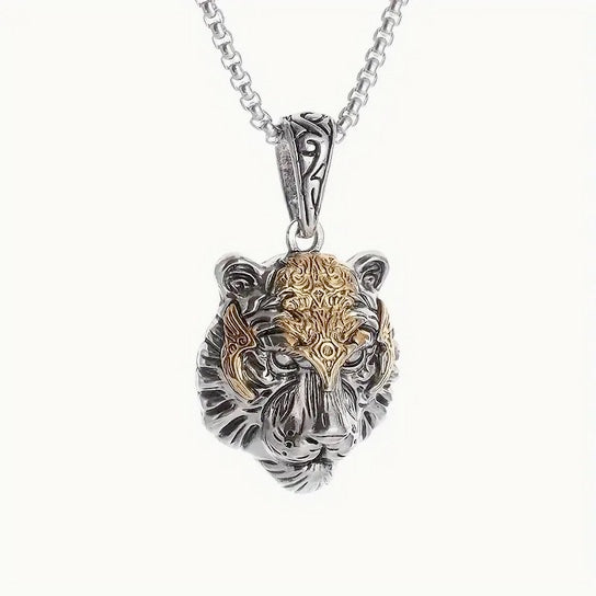 High End Two Tone Tiger Head Necklace