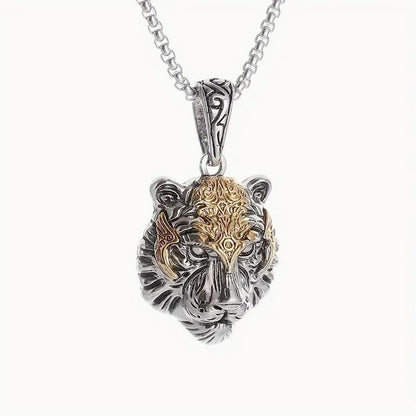 High End Two Tone Tiger Head Necklace