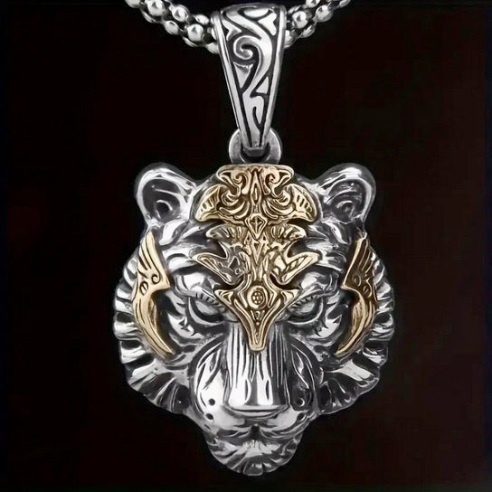 High End Two Tone Tiger Head Necklace