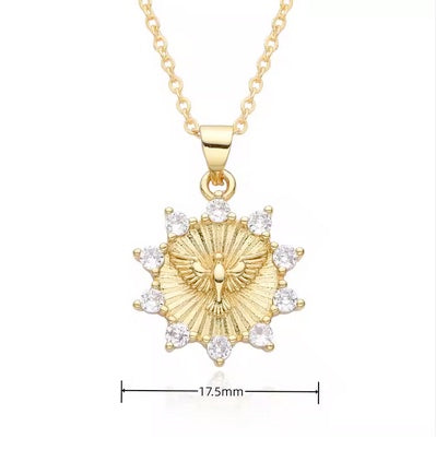 14K Gold Plated Cubic Zirconia Holy Spirit Dove Necklace