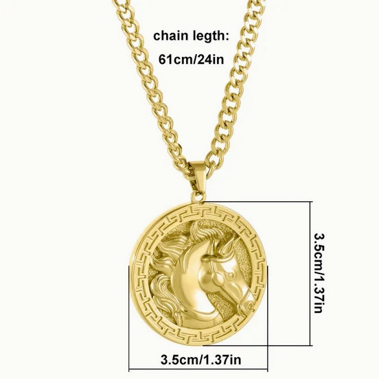 18K Gold Plated Stainless Steel Horse Necklace