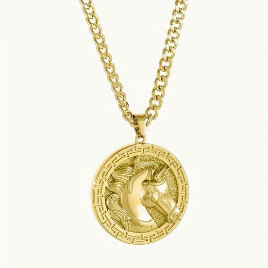 18K Gold Plated Stainless Steel Horse Necklace