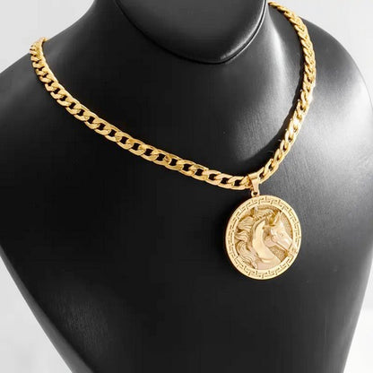 18K Gold Plated Stainless Steel Horse Necklace