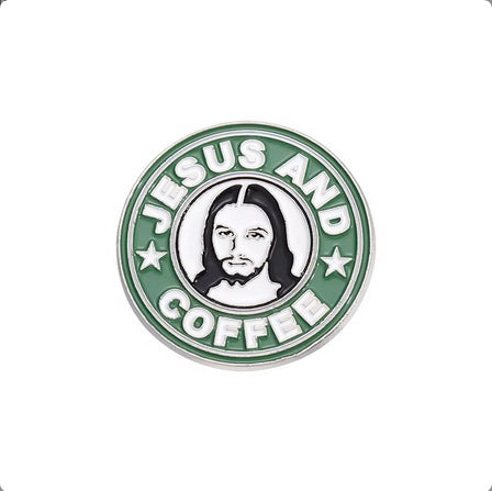Jesus And Coffee Pin
