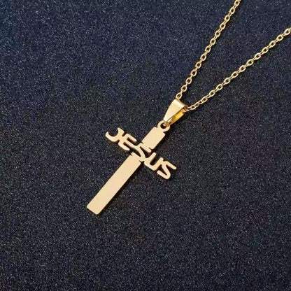 Built In Jesus Name Cross Necklace