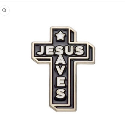 Jesus Saves Cross Pin