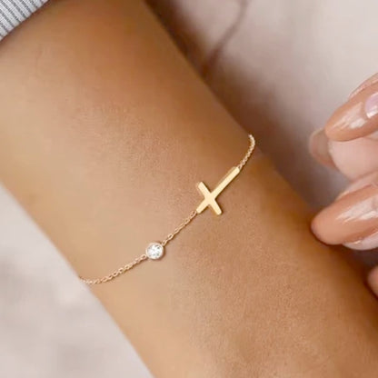 14K Gold Platted Stunning Cubic Zerconia Cross Necklace, Bracelet and Earring Set