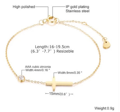 14K Gold Platted Stunning Cubic Zerconia Cross Necklace, Bracelet and Earring Set