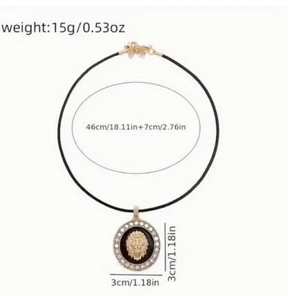 Lion Of Judah Adjustable Leather Cord Necklace And Leather Bracelet Set