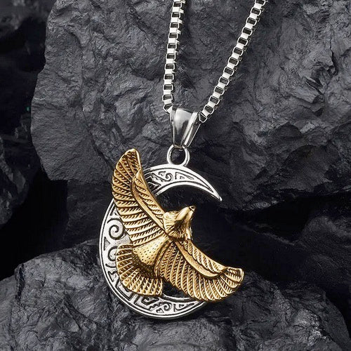 Vintage Two Tone Winged Eagle Necklace
