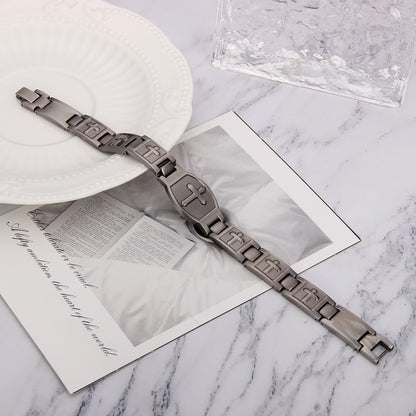 Black Stainless Steel Magnetic Cross Bracelet