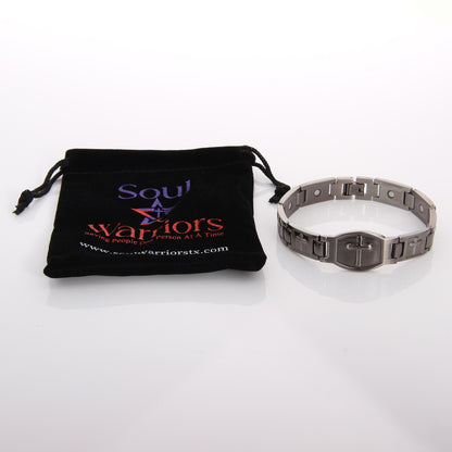 Black Stainless Steel Magnetic Cross Bracelet