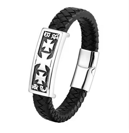 Knight Templar Handmade Cross Leather Bracelet