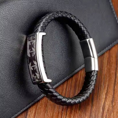 Knight Templar Handmade Cross Leather Bracelet