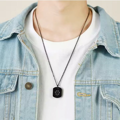 Dog Paw High Quality Stainless Steel Cremation Pet Urn Memorial Necklace