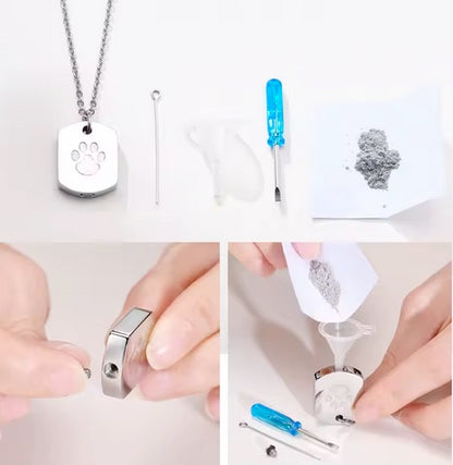 Dog Paw High Quality Stainless Steel Cremation Pet Urn Memorial Necklace