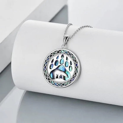Exquisite Hollow Pattern Polar Bear Abalone Shell Necklace