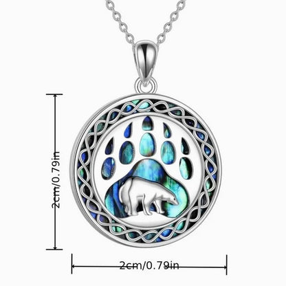 Exquisite Hollow Pattern Polar Bear Abalone Shell Necklace