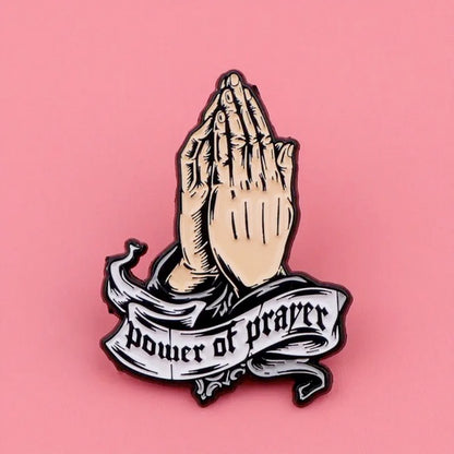 Power of Prayer Enamel Pins Brooch Lapel Badges Briefcase Backpacks Accessories