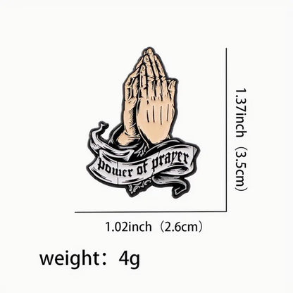 Power of Prayer Enamel Pins Brooch Lapel Badges Briefcase Backpacks Accessories
