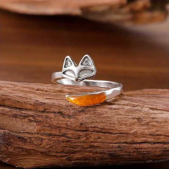 Red Fox Tail Ring- Self Adjustable