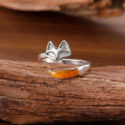 Red Fox Tail Ring- Self Adjustable