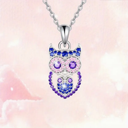 Luxury Owl Jewelry Set with Rhinestone Mosaic - Earrings And Necklace