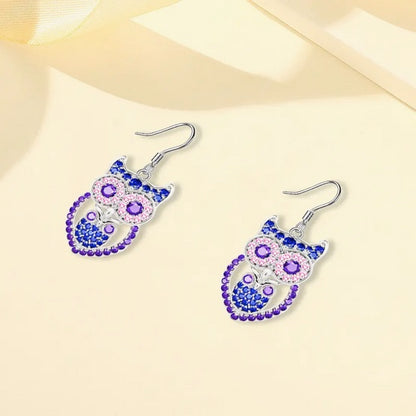 Luxury Owl Jewelry Set with Rhinestone Mosaic - Earrings And Necklace