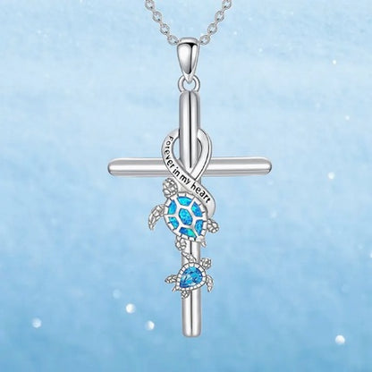 Double Sea Turtle Cross Necklace