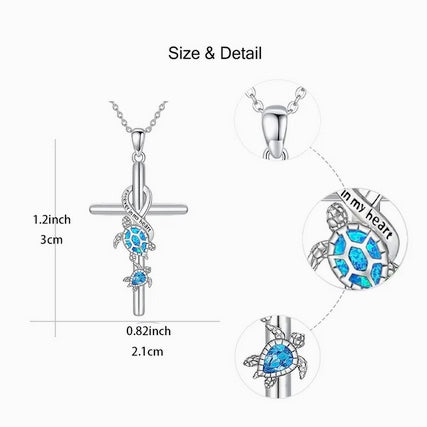 Double Sea Turtle Cross Necklace