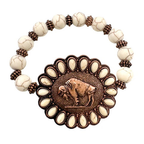 White Stone Buffalo Bracelet