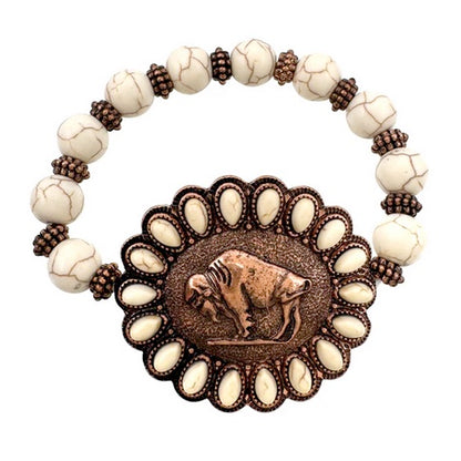 White Stone Buffalo Bracelet
