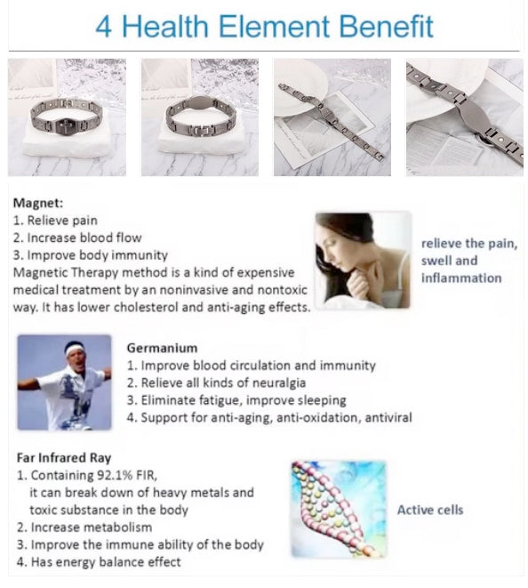 Black Stainless Steel Magnetic Cross Bracelet