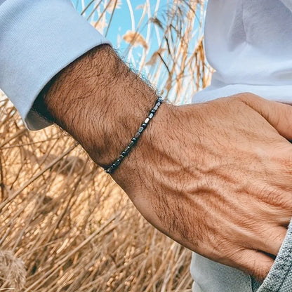 Three Piece Save the Elephant and Cross Stone and Steel Bracelet Set