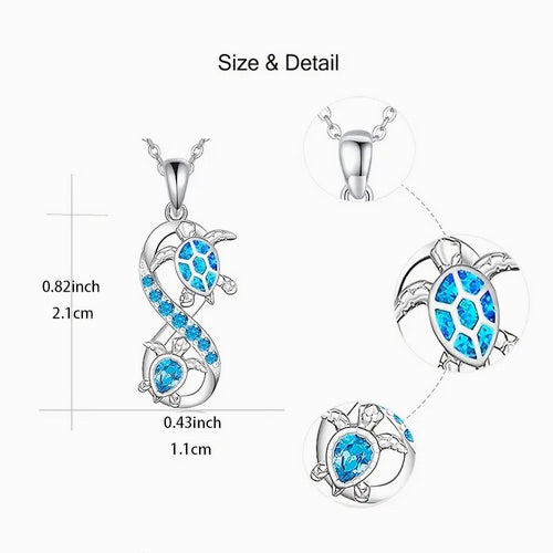 Infinity Mobius Ring Blue Sea Turtle Necklace