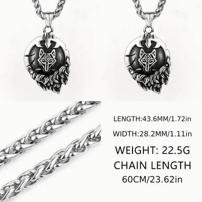 Ancient Runes Wolf And Cross Spirit Necklace