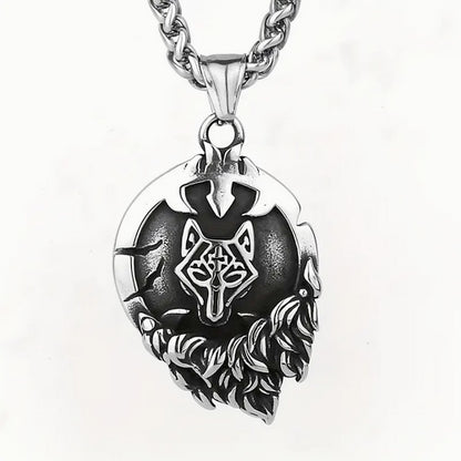 Ancient Runes Wolf And Cross Spirit Necklace