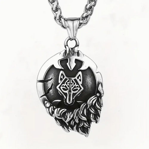 Ancient Runes Wolf And Cross Spirit Necklace