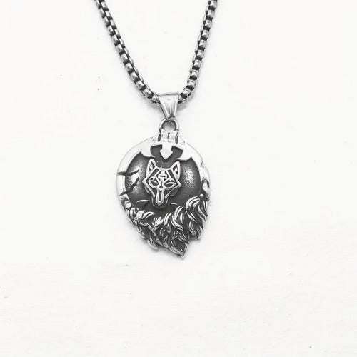 Ancient Runes Wolf And Cross Spirit Necklace