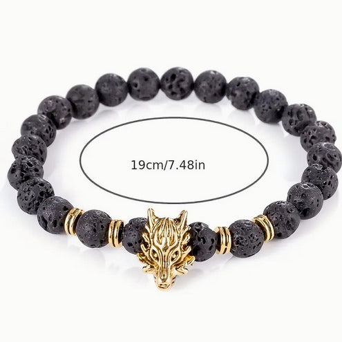 Save the Wolf Healing- Stress Relief Energy Stone Beaded Stretch Bracelet