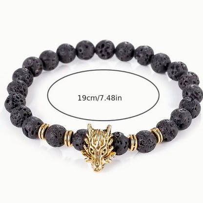 Save the Wolf Healing- Stress Relief Energy Stone Beaded Stretch Bracelet