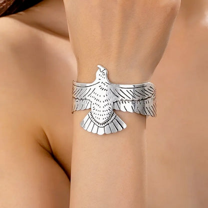 Vintage Inspired Handcrafted Silvery Eagle Cuff Bracelet