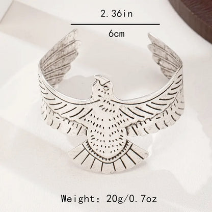 Vintage Inspired Handcrafted Silvery Eagle Cuff Bracelet