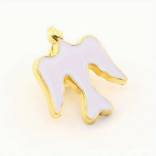 Gold-plated Enamel  White Dove Pin Symbolizing The Holy Spirit And Peace
