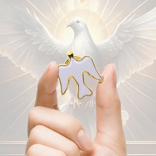 Gold-plated Enamel  White Dove Pin Symbolizing The Holy Spirit And Peace