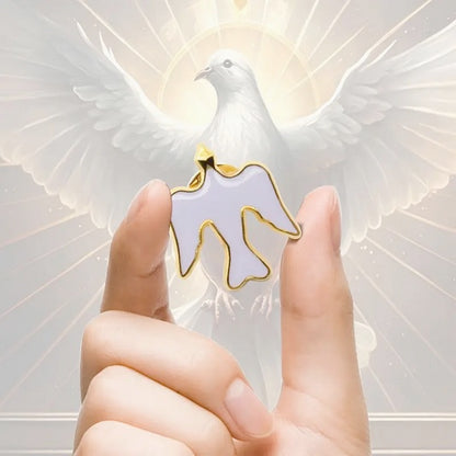 Gold-plated Enamel  White Dove Pin Symbolizing The Holy Spirit And Peace